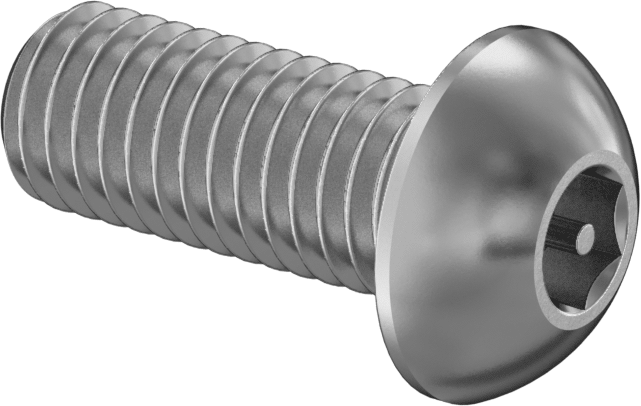 Paslanmaz Çelik Kurcalamaya Dayanıklı Düğme Başlı Altıgen Soketli Vidalar, M8 x 1,25 mm Diş Boyutu, 20 mm Uzunluk