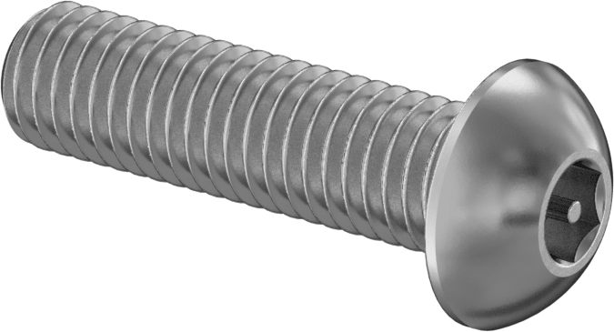 Paslanmaz Çelik Kurcalamaya Dayanıklı Düğme Başlı Altıgen Soketli Vidalar, M8 x 1,25 mm Diş Boyutu, 30 mm Uzunluk