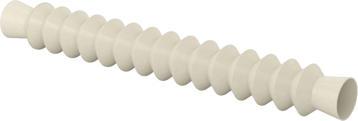 Gıda ve İçecek Manşetli Yuvarlak Körük, 1" ID x 1-3/4" OD, 1 Ayak Uzatma Uzunluğu