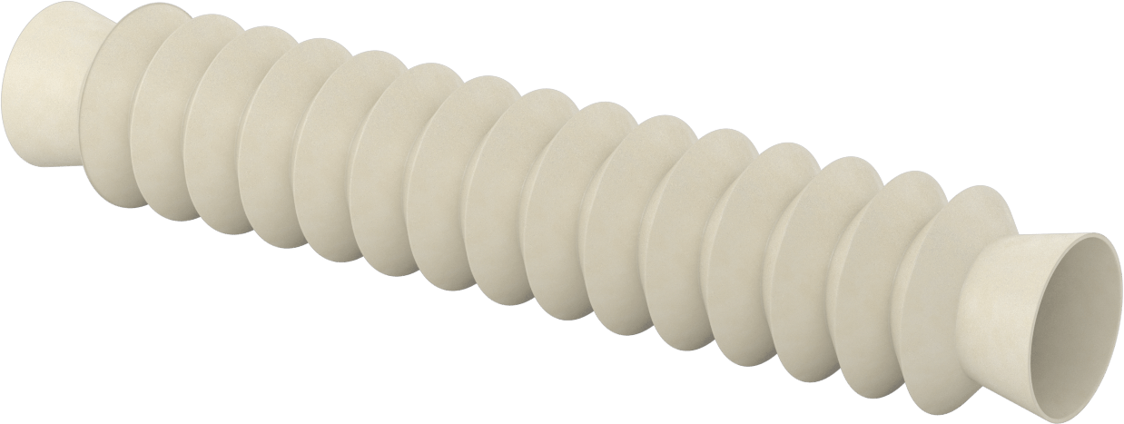 Gıda ve İçecek Manşetli Yuvarlak Körük, 1-1/2" ID x 2-1/2" OD, 1 Ayak Uzatma Uzunluğu