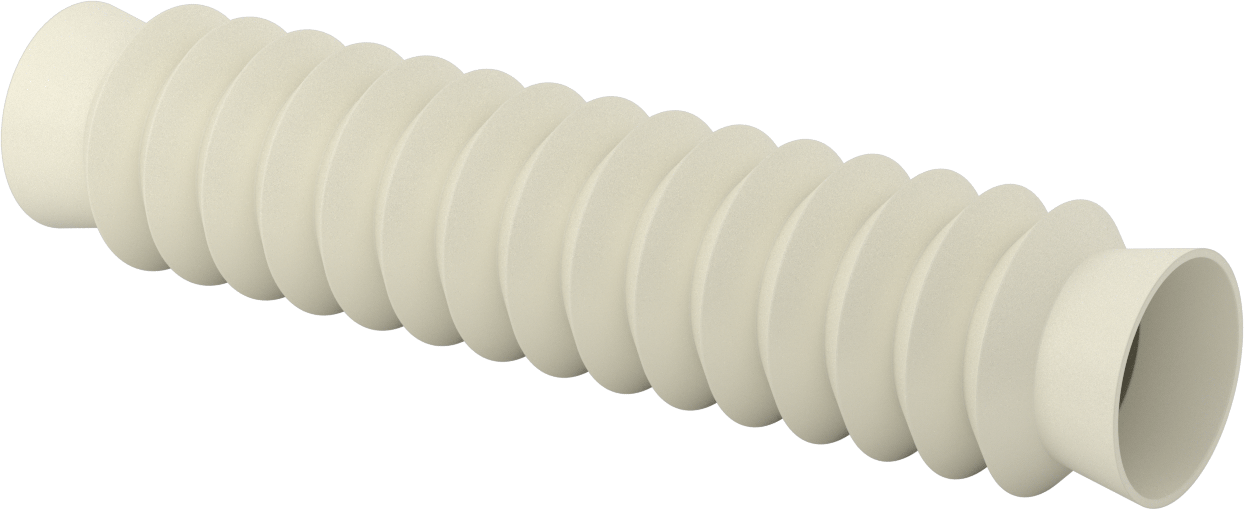 Gıda ve İçecek Manşetli Yuvarlak Körük, 2" ID x 3" OD, 1 Ayak Uzatma Uzunluğu