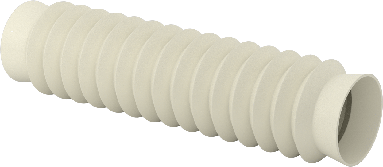 Gıda ve İçecek Manşetli Yuvarlak Körük, 2-1/2" ID x 3-1/2" OD, 1 Ayak Uzatma Uzunluğu