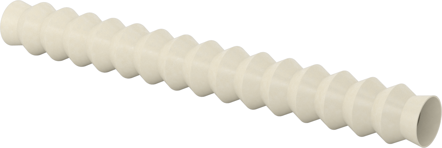 Gıda ve İçecek Manşetli Yuvarlak Körük, 2" ID x 3" OD, 2 Ayak Uzatılmış Uzunluk