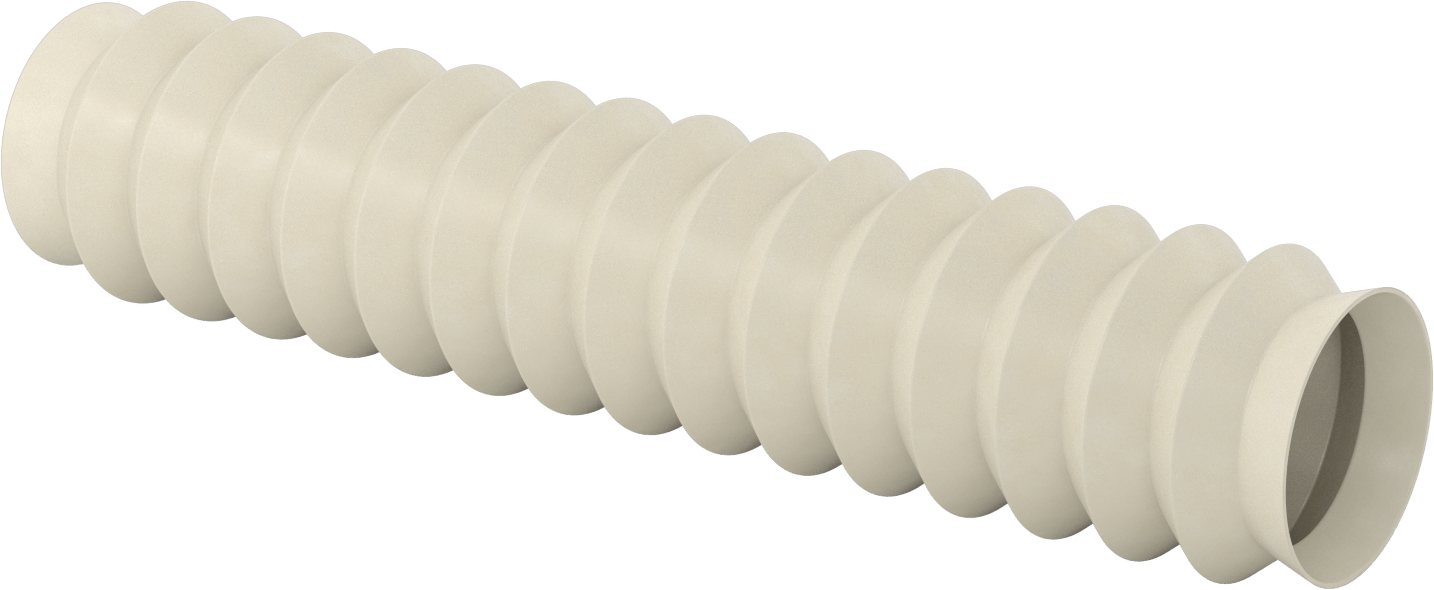 Gıda ve İçecek Manşetli Yuvarlak Körük, 4" ID x 5-1/2" OD, 2 Ayak Uzatılmış Uzunluk