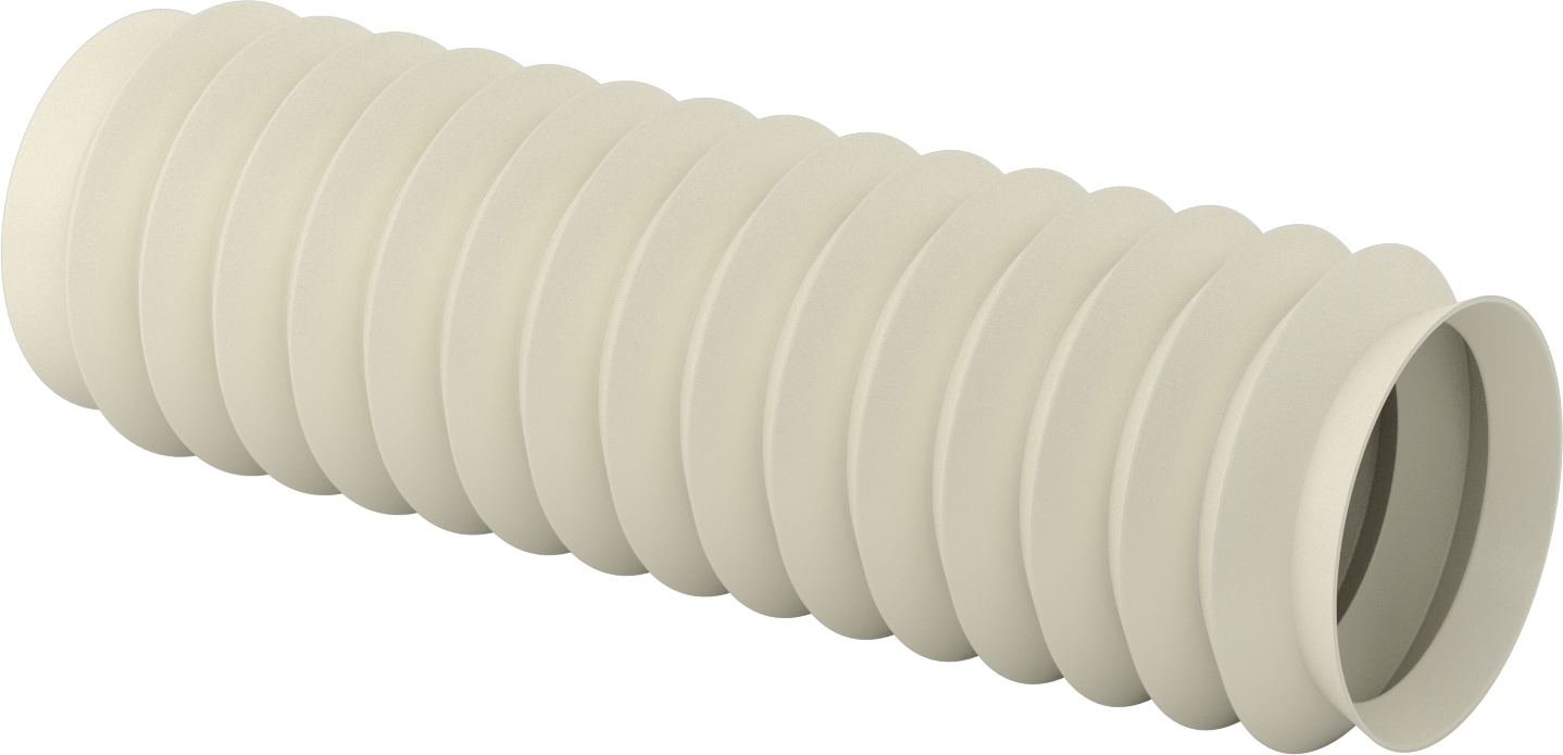 Gıda ve İçecek Manşetli Yuvarlak Körük, 6" ID x 8" OD, 2 Ayak Uzatılmış Uzunluk