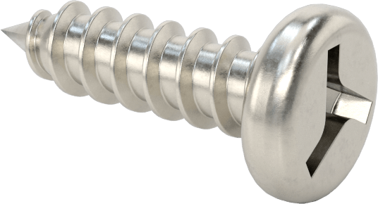 Sac Metal için Tri-Wing® Yuvarlak Başlı Vidalar, 18-8 Paslanmaz Çelik, Numara 6 Boyut, 1/2" Uzunluk