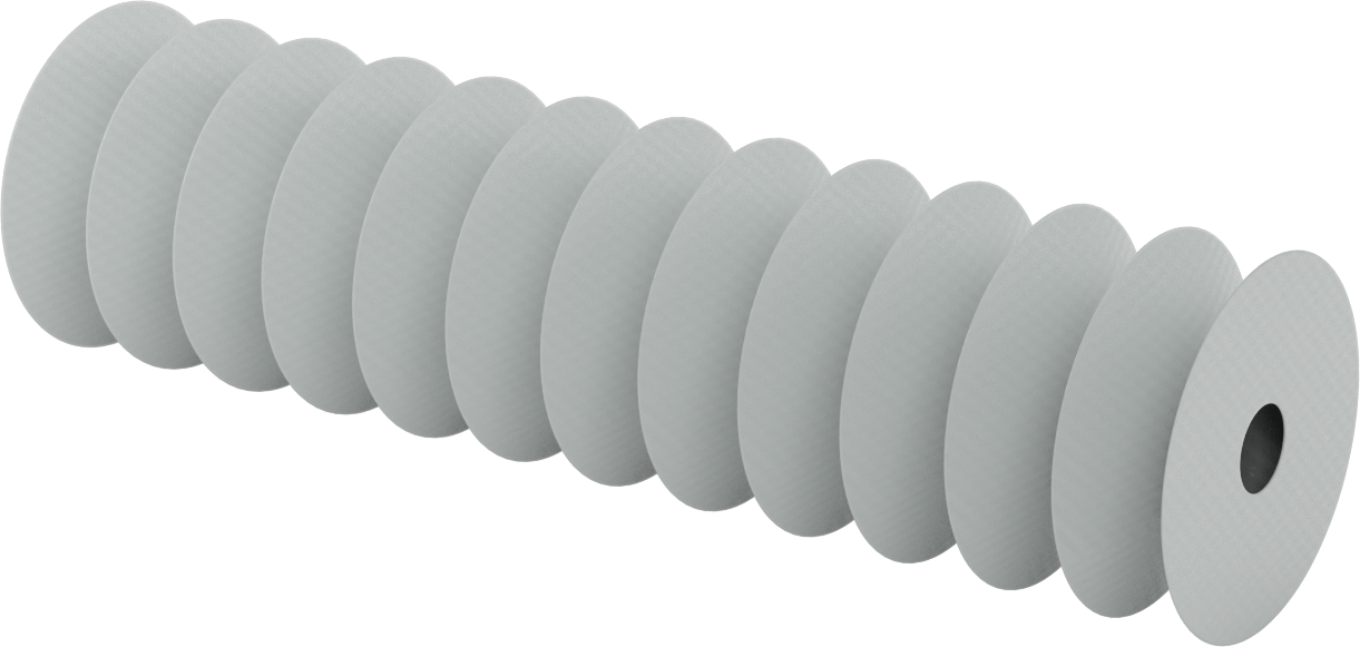 Yüksek Sıcaklığa Dayanıklı Nefes Alabilir Yuvarlak Körük, Flanşlı Uçlu, 3/4" ID x 3-1/4" OD, 1' Uzatılmış Uzunluk