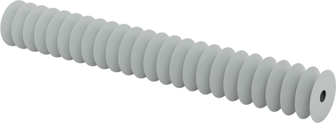 Yüksek Sıcaklığa Dayanıklı Nefes Alabilir Yuvarlak Körük, Flanşlı Uçlu, 3/4" ID x 3-1/4" OD, 2' Uzatılmış Uzunluk