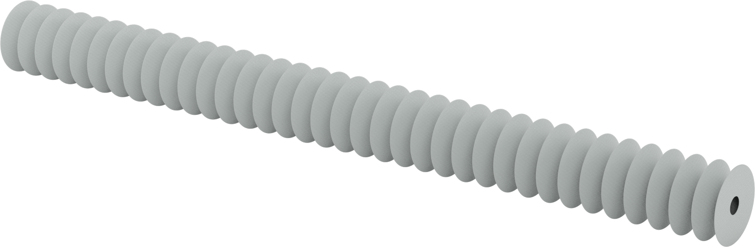 Yüksek Sıcaklığa Dayanıklı Nefes Alabilir Yuvarlak Körük, Flanşlı Uçlu, 3/4" ID x 3-1/4" OD, 3' Uzatılmış Uzunluk