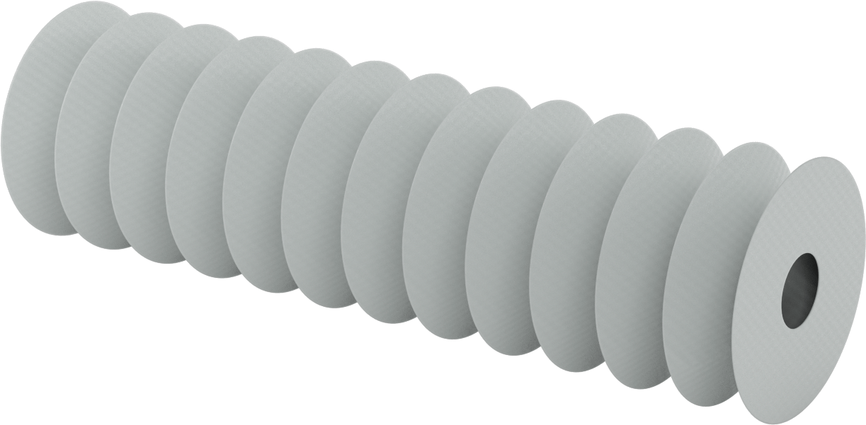 Yüksek Sıcaklığa Dayanıklı Nefes Alabilir Yuvarlak Körük, Flanşlı Uçlu, 1" ID x 3-1/2" OD, 1 Ayak Uzatma Uzunluğu