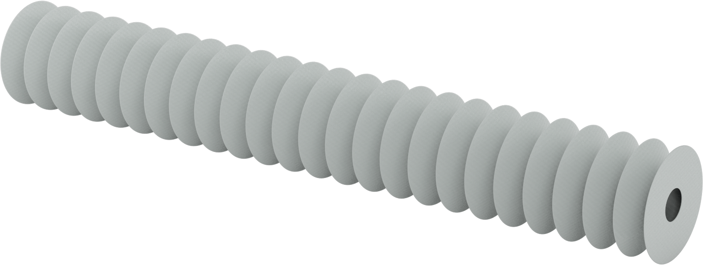 Yüksek Sıcaklığa Dayanıklı Nefes Alabilir Yuvarlak Körük, Flanşlı Uçlu, 1" ID x 3-1/2" OD, 2 Ayak Uzatılmış Uzunluk