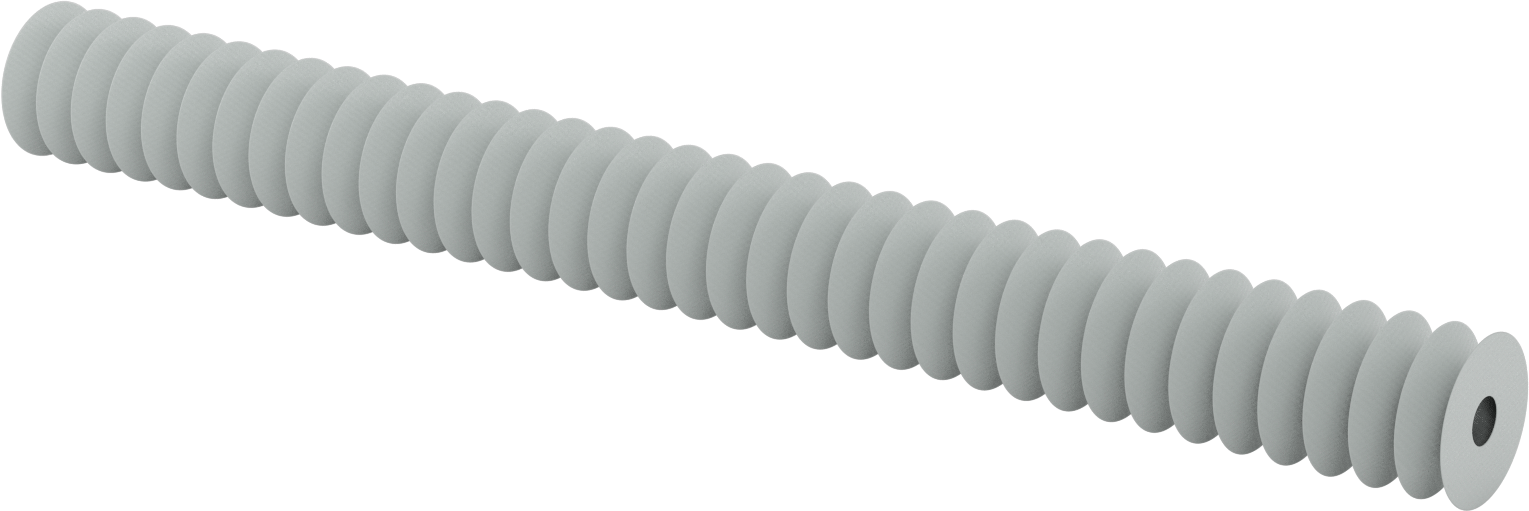 Yüksek Sıcaklığa Dayanıklı Nefes Alabilir Yuvarlak Körük, Flanşlı Uçlu, 1" ID x 3-1/2" OD, 3 Ayak Uzatılmış Uzunluk