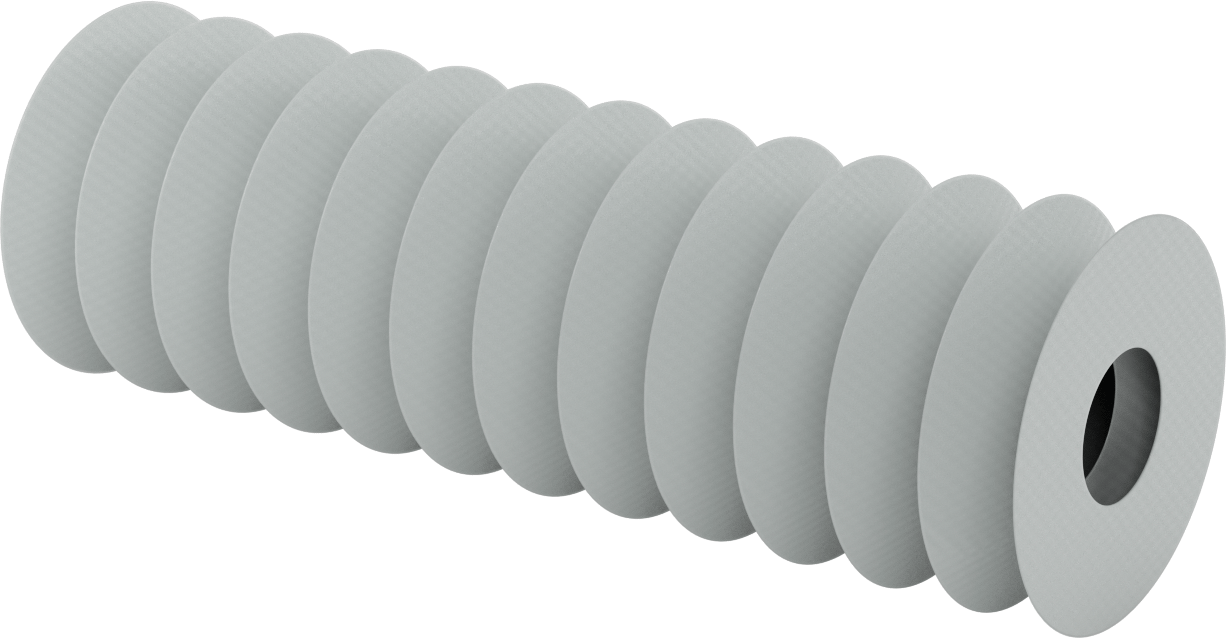 Yüksek Sıcaklığa Dayanıklı Nefes Alabilir Yuvarlak Körük, Flanşlı Uçlu, 1-1/2" ID x 4" OD, 1 Ayak Uzatma Uzunluğu
