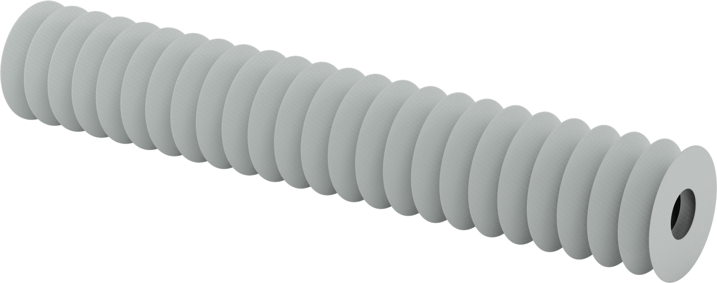 Yüksek Sıcaklığa Dayanıklı Nefes Alabilir Yuvarlak Körük, Flanşlı Uçlu, 1-1/2" ID x 4" OD, 2 Ayak Uzatılmış Uzunluk