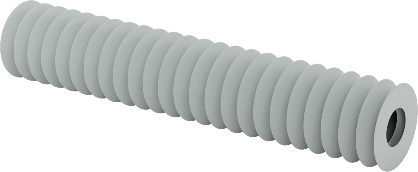 Yüksek Sıcaklığa Dayanıklı Nefes Alabilir Yuvarlak Körük, Flanşlı Uçlu, 2" ID x 4-1/2" OD, 2 Ayak Uzatılmış Uzunluk