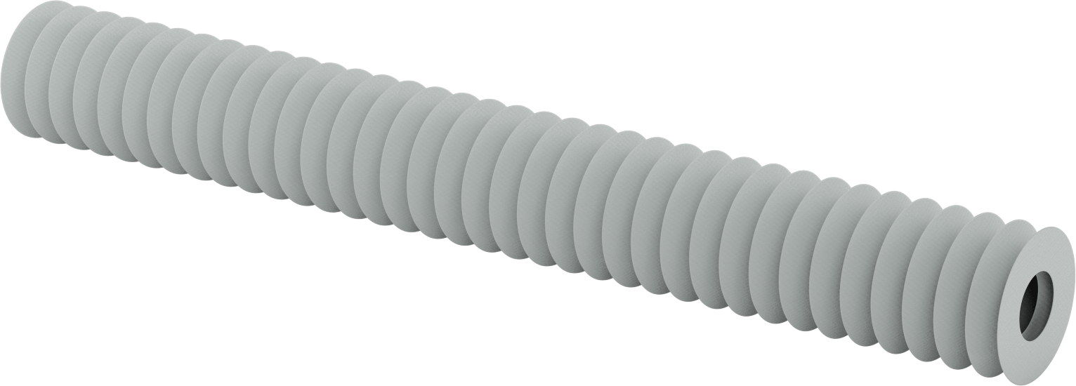 Yüksek Sıcaklığa Dayanıklı Nefes Alabilir Yuvarlak Körük, Flanşlı Uçlu, 2" ID x 4-1/2" OD, 3 Ayak Uzatılmış Uzunluk