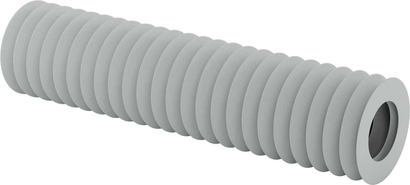 Yüksek Sıcaklığa Dayanıklı Nefes Alabilir Yuvarlak Körük, Flanşlı Uçlu, 3-1/4" ID x 5-3/4" OD, 2' Uzatılmış Uzunluk
