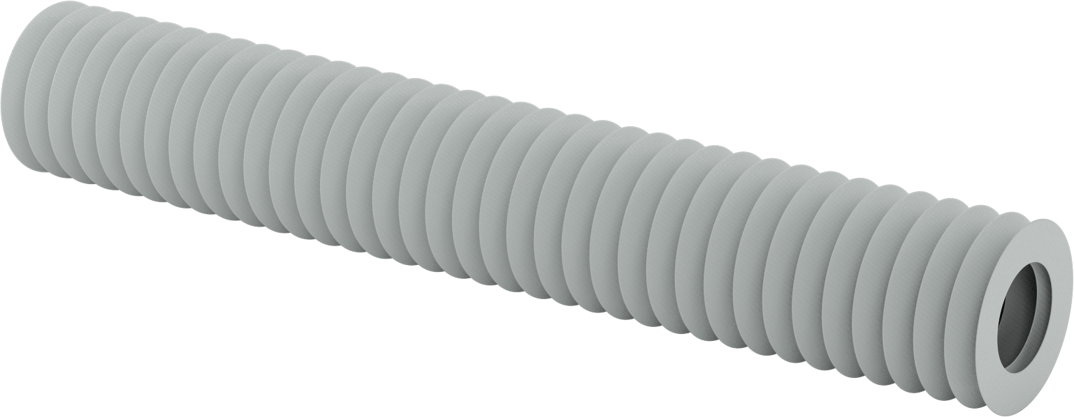 Yüksek Sıcaklığa Dayanıklı Nefes Alabilir Yuvarlak Körük, Flanşlı Uçlu, 3-1/4" ID x 5-3/4" OD, 3' Uzatılmış Uzunluk