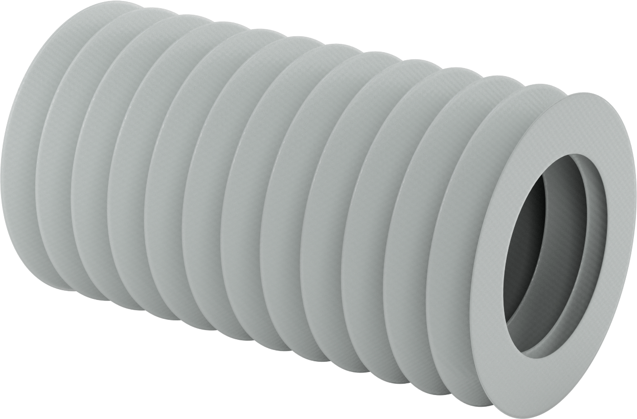 Yüksek Sıcaklığa Dayanıklı Nefes Alabilir Yuvarlak Körük, Flanşlı Uçlu, 4-1/4" ID x 6-3/4" OD, 1' Uzatılmış Uzunluk