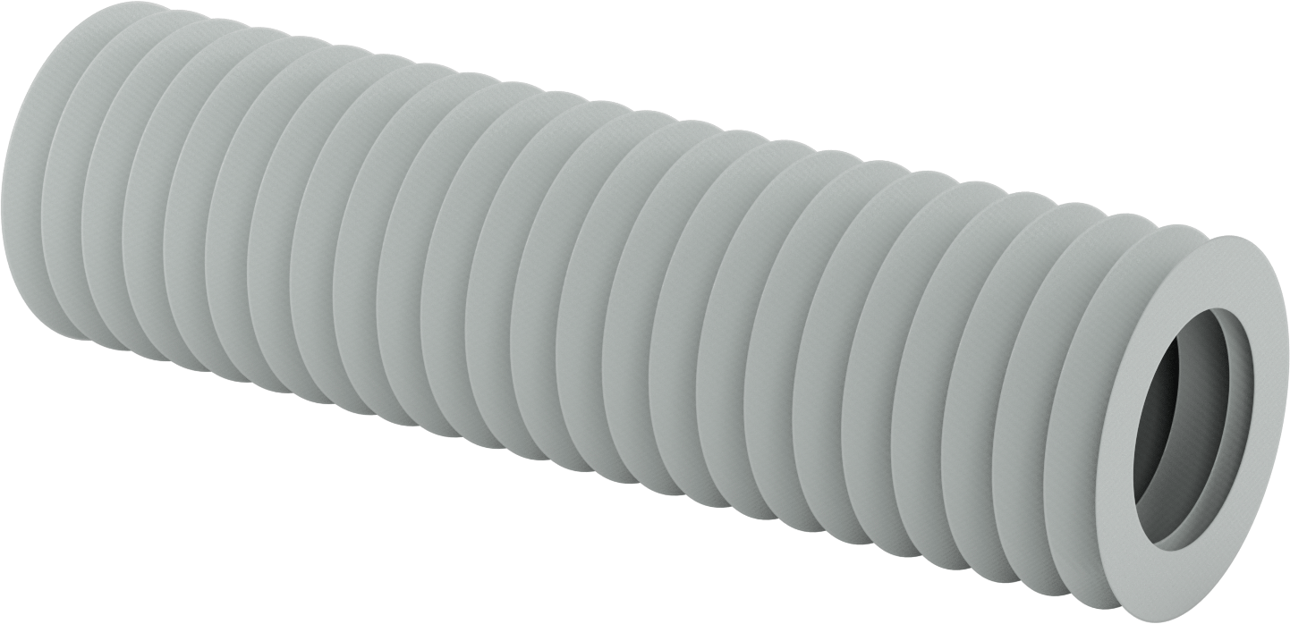 Yüksek Sıcaklığa Dayanıklı Nefes Alabilir Yuvarlak Körük, Flanşlı Uçlu, 4-1/4" ID x 6-3/4" OD, 2' Uzatılmış Uzunluk