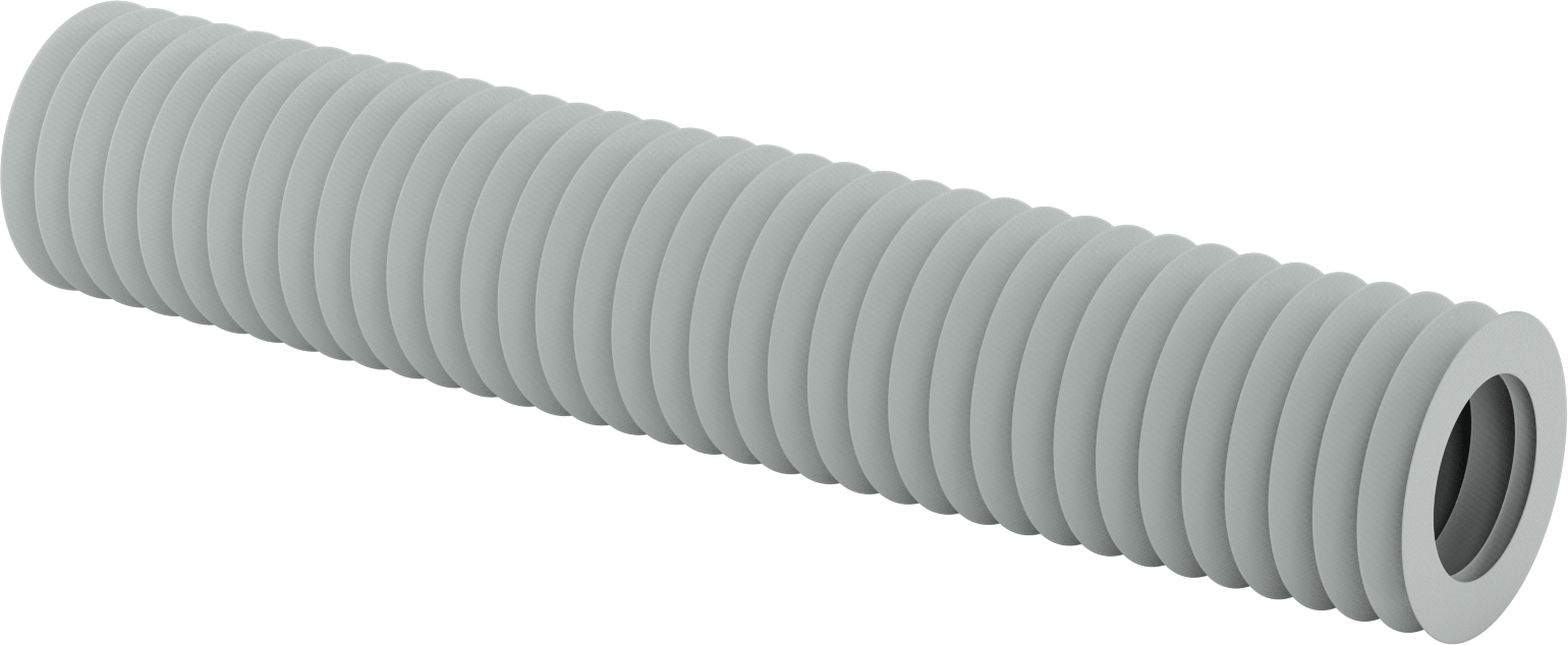 Yüksek Sıcaklığa Dayanıklı Nefes Alabilir Yuvarlak Körük, Flanşlı Uçlu, 4-1/4" ID x 6-3/4" OD, 3' Uzatılmış Uzunluk