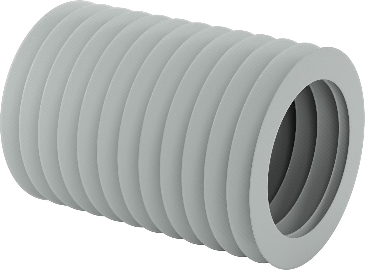 Yüksek Sıcaklığa Dayanıklı Nefes Alabilir Yuvarlak Körük, Flanşlı Uçlu, 6-1/4" ID x 8-3/4" OD, 1' Uzatılmış Uzunluk