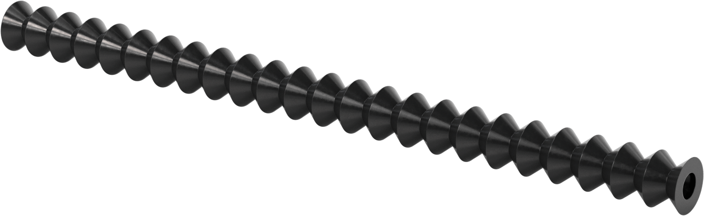 Yuvarlak Körük, Manşet Uçları ile, 3/4" ID x 1-5/8" OD, 2' Uzatılmış Uzunluk