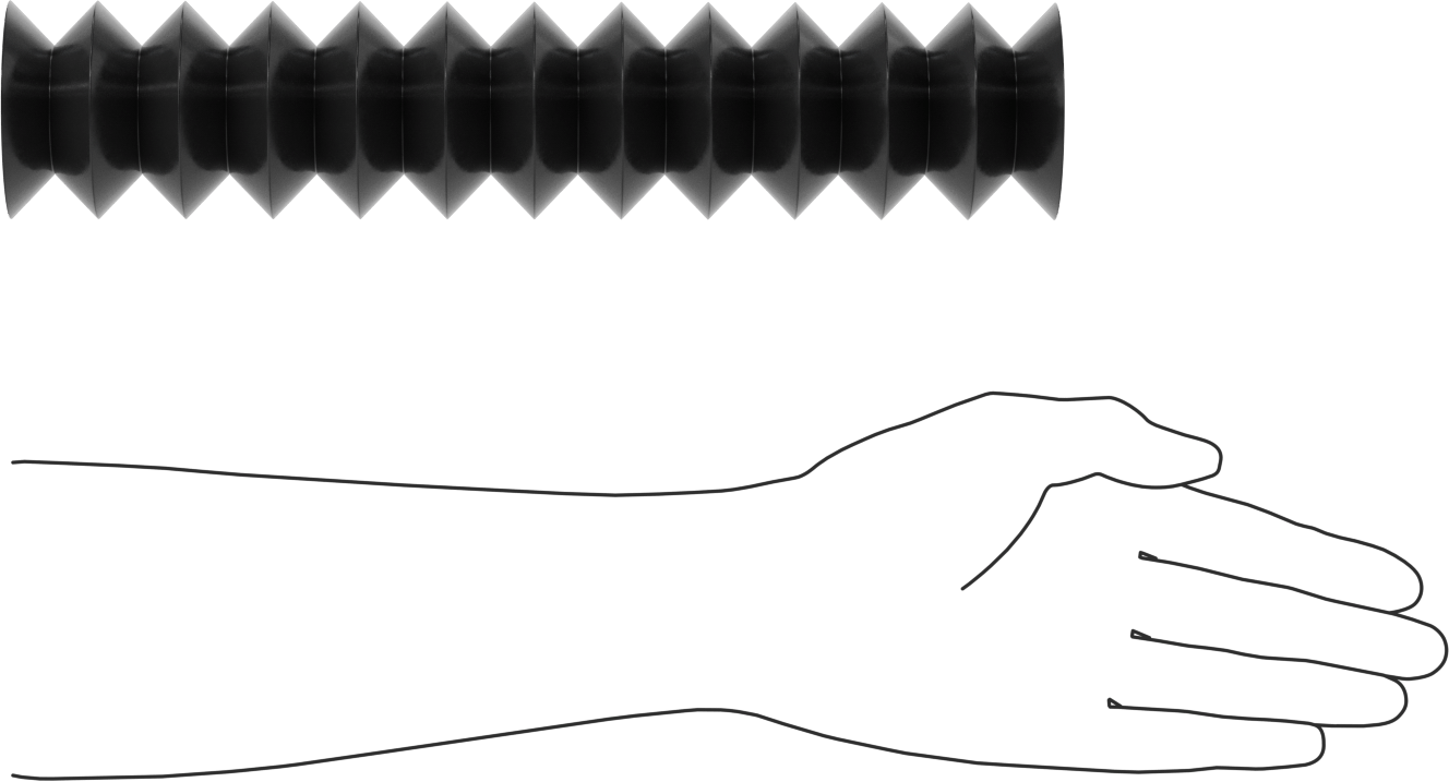 Yuvarlak Körük, Manşet Uçları ile, 1-3/8" ID x 2-1/2" OD, 1' Uzatılmış Uzunluk
