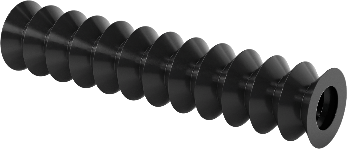 Yuvarlak Körük, Manşet Uçları ile, 1-3/8" ID x 2-1/2" OD, 1' Uzatılmış Uzunluk