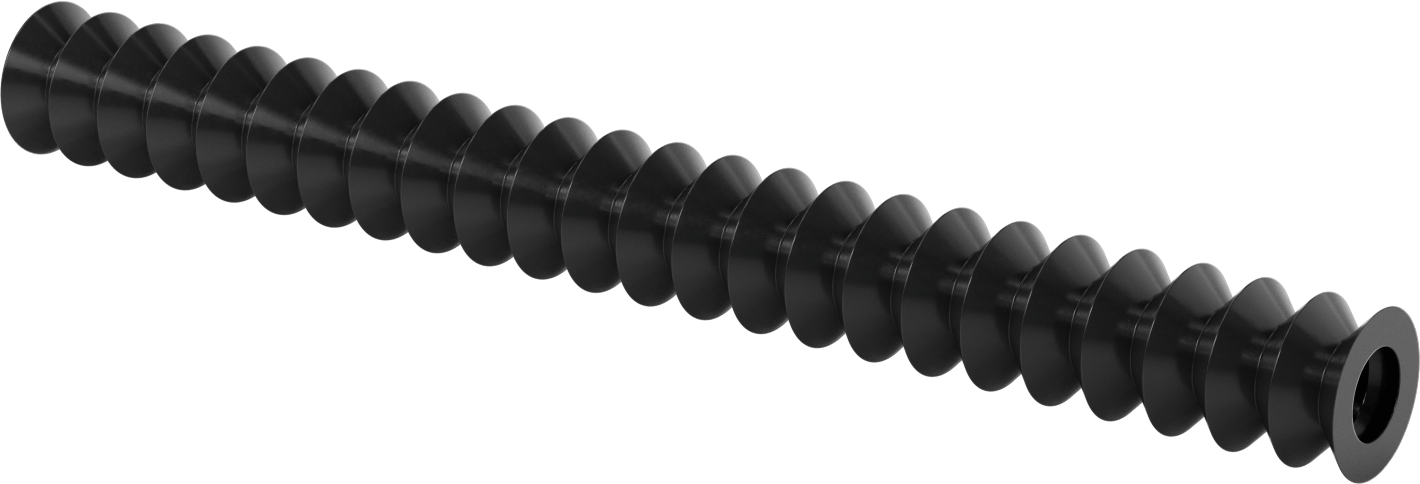 Yuvarlak Körük, Manşet Uçları ile, 1-3/8" ID x 2-1/2" OD, 2' Uzatılmış Uzunluk