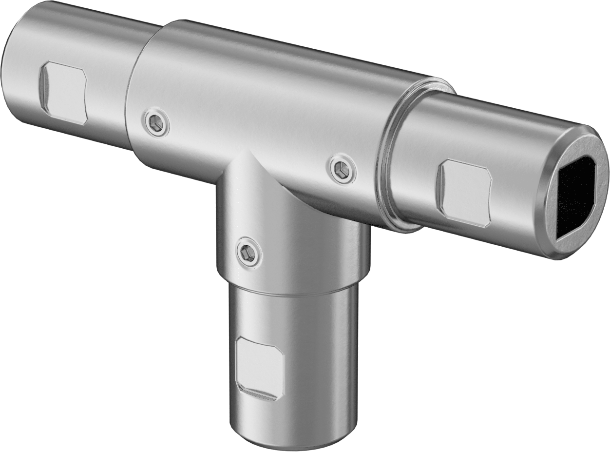 Flush-Fit Aluminum Framing Fitting, Tee Connector for 40 mm Rail OD