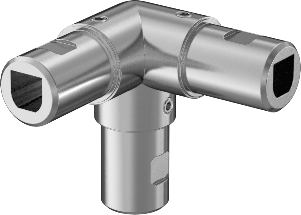 Flush-Fit Aluminum Framing Fitting, 3-Way 90 Degree Elbow Connector for 40 mm Rail OD