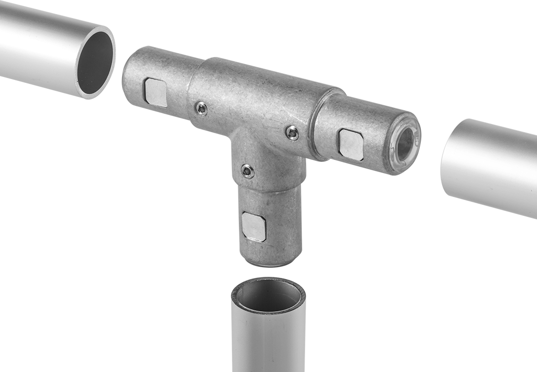 Flush-Fit Aluminum Framing Fitting, Tee Connector for 40 mm Rail OD
