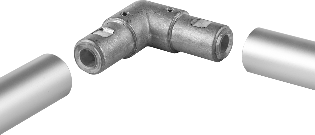 Flush-Fit Aluminum Framing Fitting, 90 Degree Elbow Connector for 40 mm Rail OD