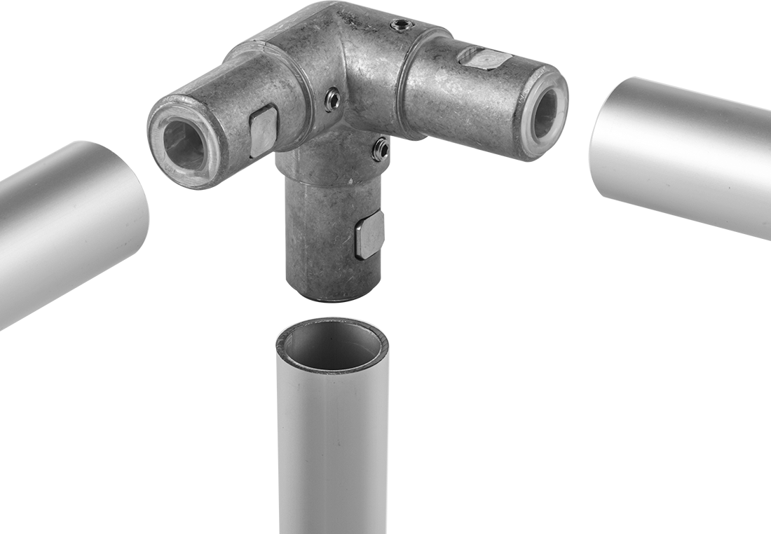 Flush-Fit Aluminum Framing Fitting, 3-Way 90 Degree Elbow Connector for 40 mm Rail OD