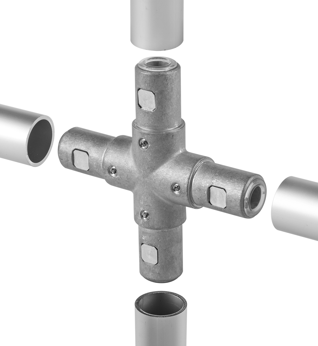 Flush-Fit Aluminum Framing Fitting, Cross Connector for 40 mm Rail OD