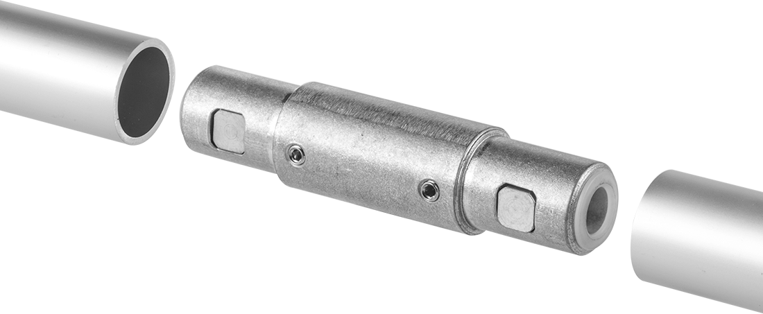 Flush-Fit Aluminum Framing Fitting, Straight Connector for 40 mm Rail OD