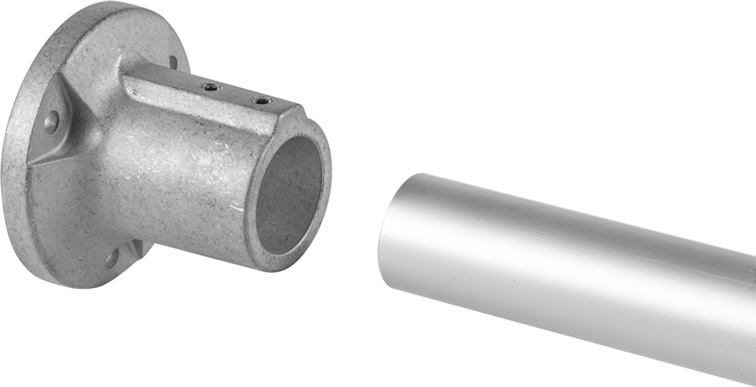 Flush-Fit Aluminum Framing Fitting, Round Flange Rail Mount