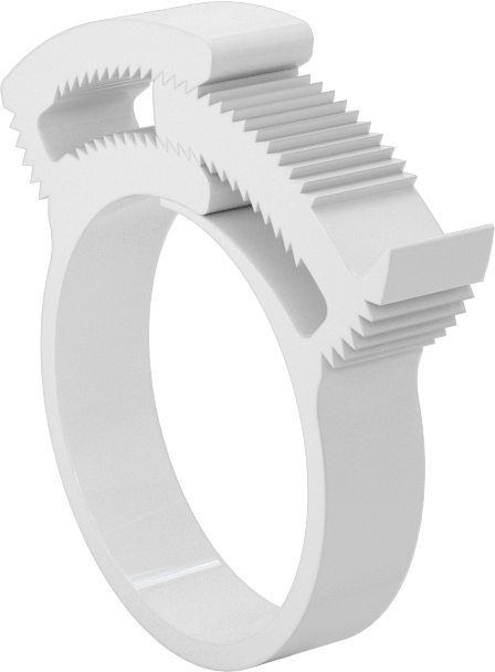 Kolay Takılan Çift Çıtçıtlı Kelepçeler, Sert Hortum ve Tüp için, 1-1/4“ ila 1-3/8” Kelepçe İç Çapı, Beyaz
