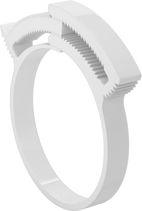 Kolay Takılan Çift Çıtçıtlı Kelepçeler, Sert Hortum ve Tüp için, 2-5/32“ ila 2-3/8” Kelepçe İç Çapı, Beyaz