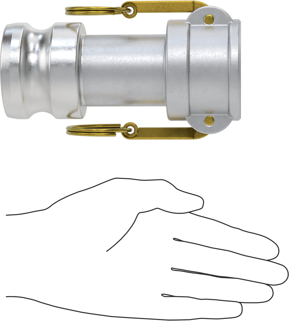 Alüminyum Kam ve Yivli Hortum Bağlantısı, Pirinç Kollar ile, Adaptör, 2 Plug x 1-1/2 Soket Kaplin Boyutu