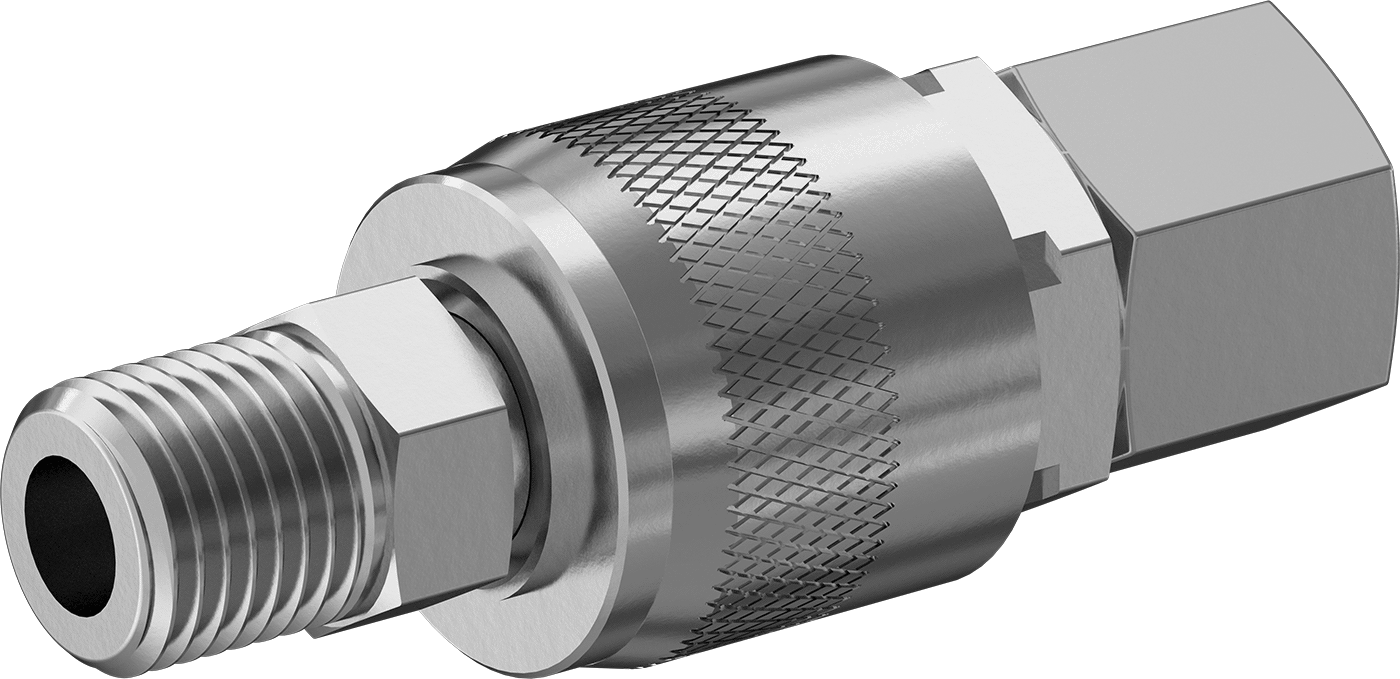 Hava için Tru-Flate Hızlı Bağlantı Kesme Hortum Bağlantısı, 1/4" NPT Erkek Plug x Dişi Push-to-Connect Soket Seti