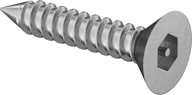 Kurcalamaya Dayanıklı Altıgen Tahrikli Düz Başlı Vidalar, Sac Metal için, 18-8 Paslanmaz Çelik, Numara 6 Boyut, 3/4" Uzunluk