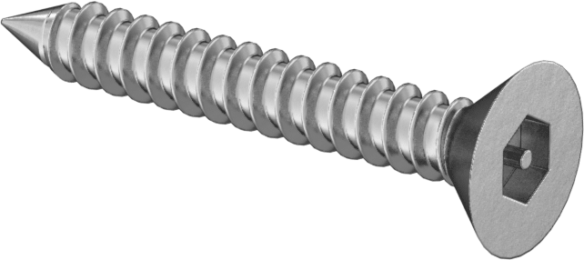 Kurcalamaya Dayanıklı Altıgen Tahrikli Düz Başlı Vidalar, Sac Metal için, 18-8 Paslanmaz Çelik, Numara 6 Boyut, 1" Uzunluk