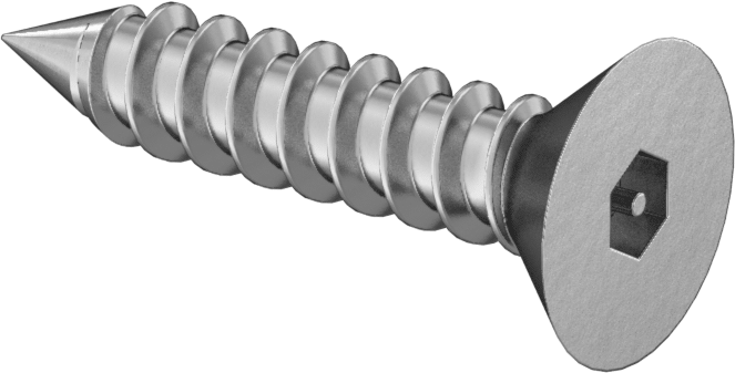 Kurcalamaya Dayanıklı Altıgen Tahrikli Düz Başlı Vidalar, Sac Metal için, 18-8 Paslanmaz Çelik, 14 Numaralı Boyut, 1-1/4" Uzunluk