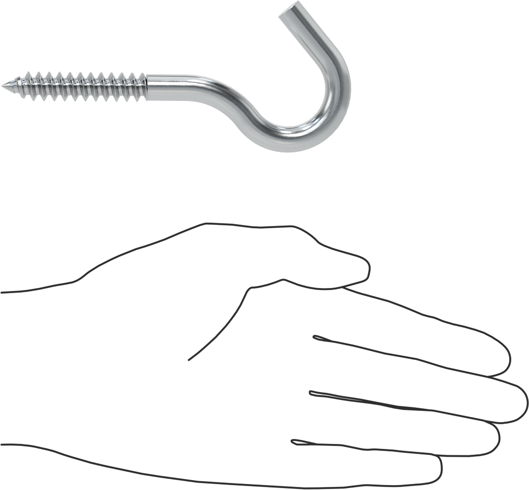 Vidalı Asma Kancası, Duvar ve Alt Montaj, 0,36" Tel Çapı, 2-7/8" Çıkıntı
