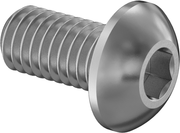 Sol Dişli Düğme Başlı Vidalar, M3 x 0,50 mm Diş, 6 mm Uzunluk