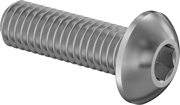 Sol Dişli Düğme Başlı Vidalar, M3 x 0,50 mm Diş, 10 mm Uzunluk