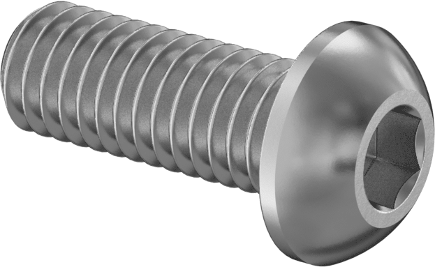 Sol Dişli Düğme Başlı Vidalar, M6 x 1,00 mm Diş, 16 mm Uzunluk