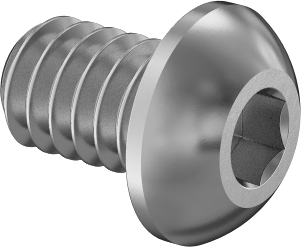 18-8 Paslanmaz Çelik Sol Yüzlü Altıgen Soketli Yuvarlak Başlı Vida, 1/4"-20 Diş, 3/8" Uzunluk